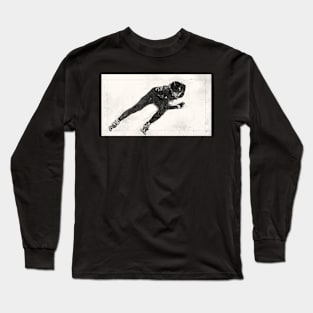 Speed Skater Watercolour Drawing Long Sleeve T-Shirt